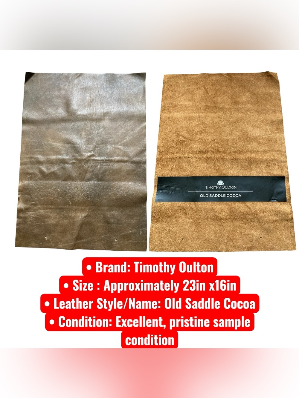 Authentic Timothy Oulton Luxury Leather Swatch / Sample